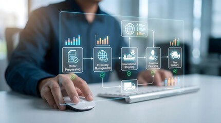 Business process workflow for international logistics, order processing and delivery management