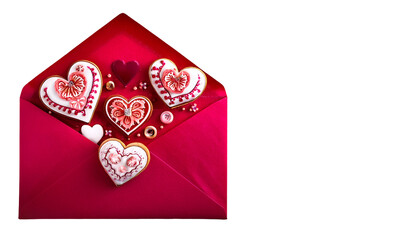 Une enveloppe d&eacute;cor&eacute; pour la saint Valentin sur fond transparent.