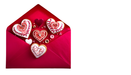 Une enveloppe décoré pour la saint Valentin sur fond transparent.
