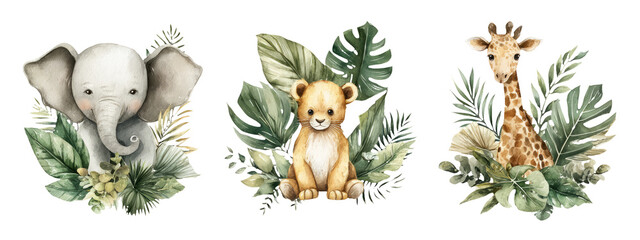 Watercolor Adventure Theme for Kids Party with Playful Animal Symbols and Decor