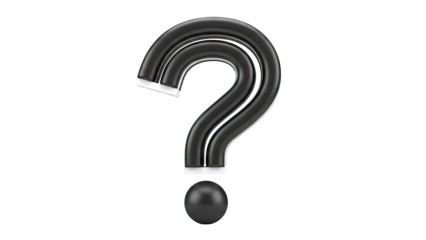3D Black Question Mark on White Background