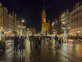 Fototapeta premium Gdansk Old Town at night, Poland.