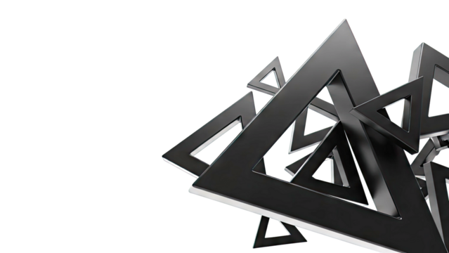 Abstract Black Triangles on White Background - Powered by Adobe