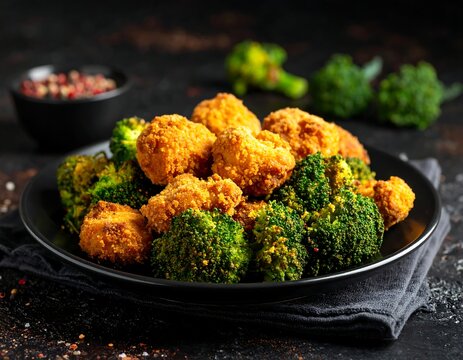 Crispy broccoli and nuggets
