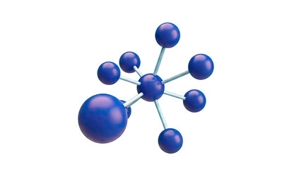 Abstract molecular structure with blue spheres and rods