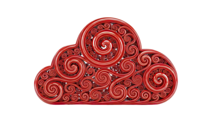 Intricate Red Cloud with Swirling Filigree Design