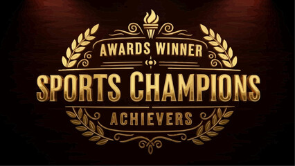 Awards Winner Sports Champions Achievers 3D Golden Vintage Logo Design