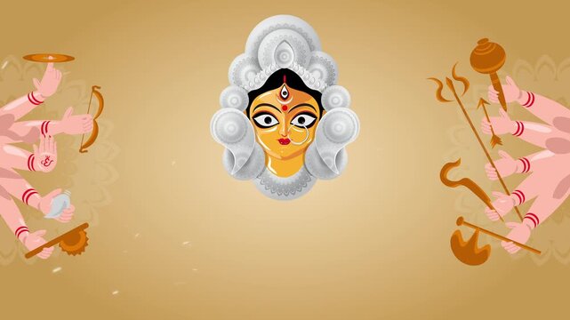  Goddess Durga's Divine Manifestation during Durga Puja Motion Background video
