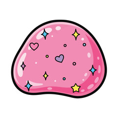 Fototapeta premium A pink cartoon blob with hearts and stars