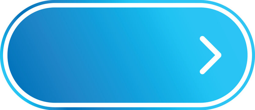 Simple blue rounded oblong button with white arrow pointing right on white background