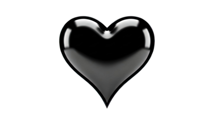 Glossy Black Heart Shape