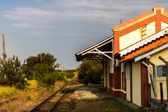 Jumirim, SP, Brazil, September 03, 2022. Jumirim railway station of the old Sorocabana line. This station was built in 1886 and today is the seat of the city's guardian council