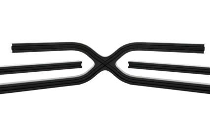 Black Abstract Intersecting Curved Bars on White Background