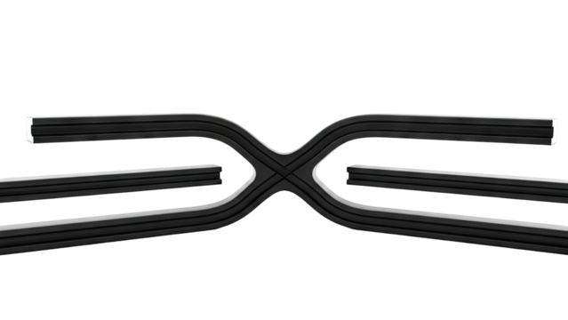 Black Abstract Intersecting Curved Bars on White Background - Powered by Adobe