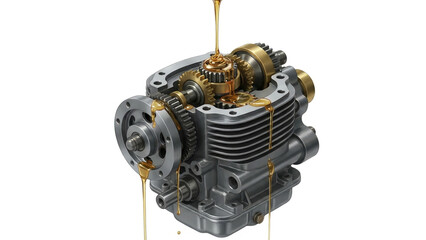 Machine parts coated with oil lubricant illustration.