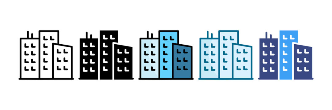 City Block Icon Set Multiple Style Collection