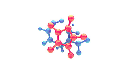 Molecular structure with pink and blue atoms