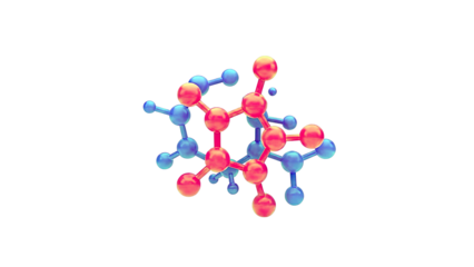 Molecular structure with pink and blue atoms
