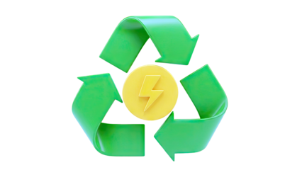 Recycling Symbol with Lightning Bolt for Energy