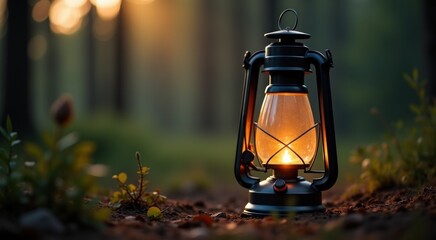 Lantern that is sitting in the dirt