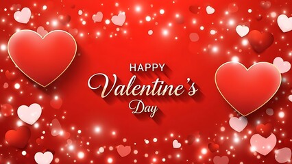 Valentine's day background with red hearts and sparkles for love and romance greeting