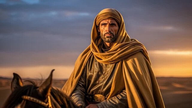 Cinematic portrait of a Roman soldier in armor. A centurion warrior stands before the Colosseum in ancient Rome. History and military power concept