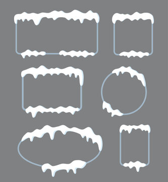 Snow icicle frame vector design. Ice cartoon vector border