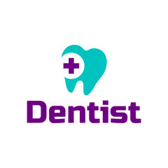 Simple dental logo with cross template vector
