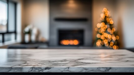 Elegant surface with holiday ambiance and blurred lights