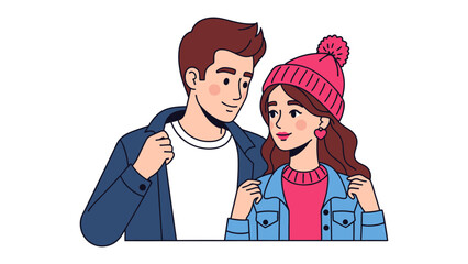 Fototapeta premium Couple in love: A young couple, deeply in love, gazes at each other with affection and warmth, an image of tenderness.