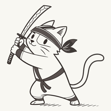Cat Ninja Minimal Art