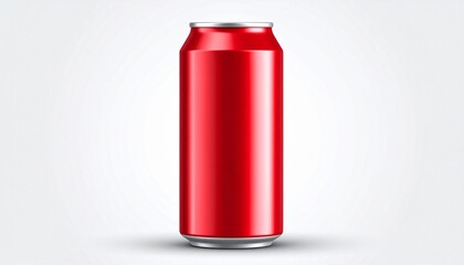 Red soda can on white background for beverage branding