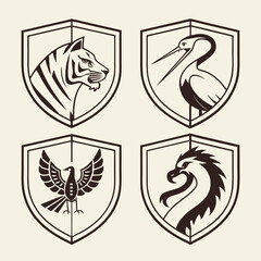 Fototapeta premium Samurai Animal Crest Set 1