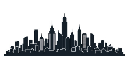 Fototapeta premium Modern city skyline with iconic skyscrapers at dusk