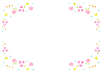 花と星のカラフルなフレーム背景