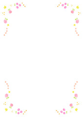 花と星のカラフルなフレーム背景