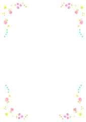 花と星のカラフルなフレーム背景