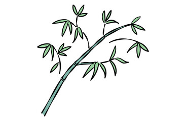 竹（笹）のイラスト(線あり)