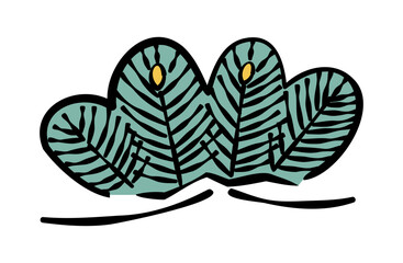 松の枝のイラスト(線あり) 01