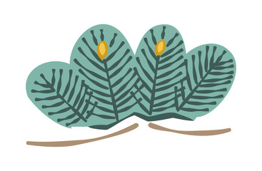 松の枝のイラスト(カラー線) 01