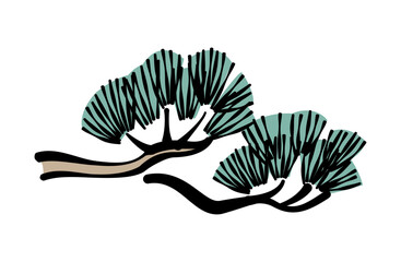 松の枝のイラスト(線あり) 02