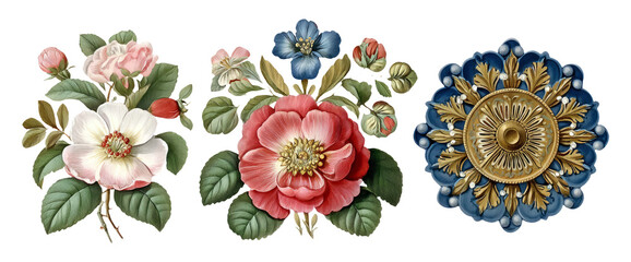 Unique Floral Patterns and Decorative Elements for Pottery and Art Designs