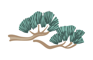 松の枝のイラスト(カラー線) 02
