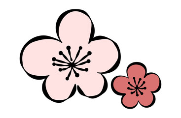 梅の花のイラスト(線あり)