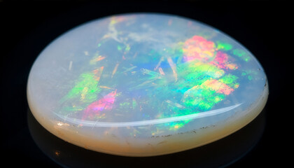Polished Oval Opal Cabochon with Play-of-Color