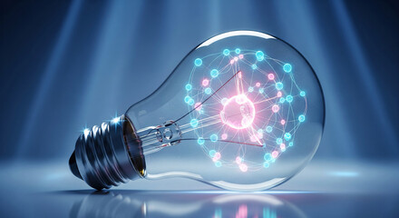 Innovative Idea Concept With Digital Network Inside Lightbulb