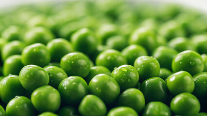 Fresh green peas on a white background ready for cooking or serving in a meal preparation