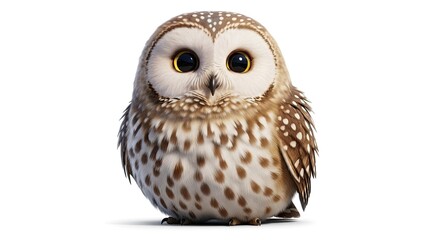 Obraz premium Adorable cartoon owl with big eyes isolated on white background a delightful avian image