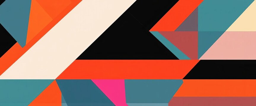 Geometric pattern with sharp lines and bold contrasting colors, conveying dynamism,  sharp,  creative - Powered by Adobe
