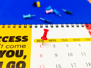 1st February marked with red pushpin on calendar 2026 for an event reminder meeting schedule concept